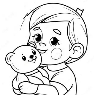 Cute Baby Boy With Teddy Bear Coloring Page 47144-37640