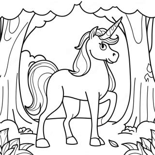 Majestic Last Unicorn In A Magical Forest Coloring Page 47264-37734