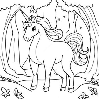 Majestic Last Unicorn In A Magical Forest Coloring Page 47264-37735