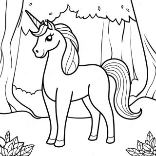 Majestic Last Unicorn In A Magical Forest Coloring Page 47264-37736