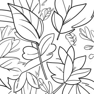 Colorful Autumn Leaves Harvest Coloring Page 4727-3897