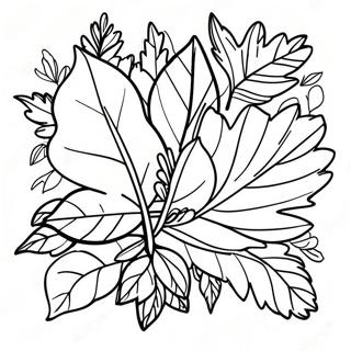 Colorful Autumn Leaves Harvest Coloring Page 4727-3898