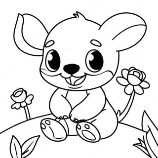 Adorable Baby Stitch With Flowers Coloring Page 47294-37758