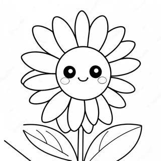 Cute Daisy With Smiling Face Coloring Page 472-373