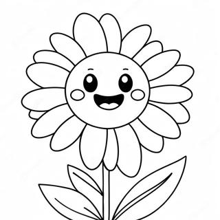 Cute Daisy With Smiling Face Coloring Page 472-374