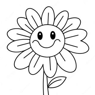 Cute Daisy With Smiling Face Coloring Page 472-375