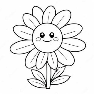 Cute Daisy With Smiling Face Coloring Page 472-376