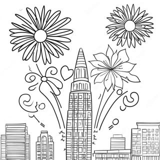 Easy Fireworks Coloring Pages