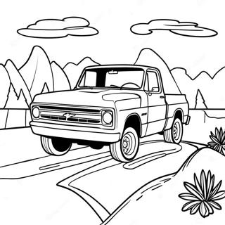 Chevy C10 Pickup In A Scenic Landscape Coloring Page 47384-37833