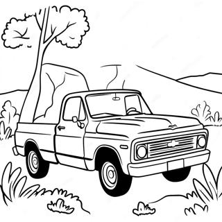 Chevy C10 Pickup In A Scenic Landscape Coloring Page 47384-37835