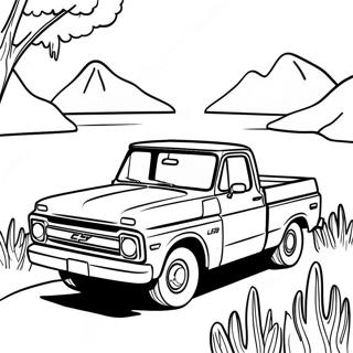 Chevy C10 Pickup In A Scenic Landscape Coloring Page 47384-37836