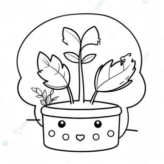 Kawaii Plant Coloring Page 47393-37831