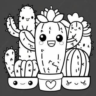 Cute Kawaii Cactus Coloring Page 47394-37841