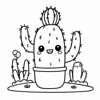 Cute Kawaii Cactus Coloring Page 47394-37842