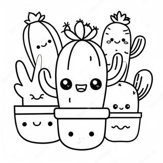 Cute Kawaii Cactus Coloring Page 47394-37844