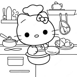 Hello Kitty Cooking In The Kitchen Coloring Page 47433-37865