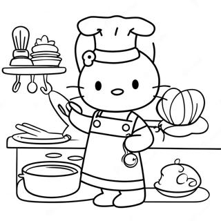 Hello Kitty Cooking In The Kitchen Coloring Page 47433-37866