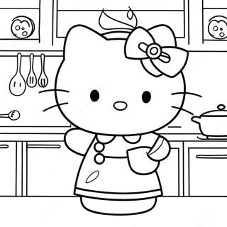 Hello Kitty Cooking In The Kitchen Coloring Page 47433-37867