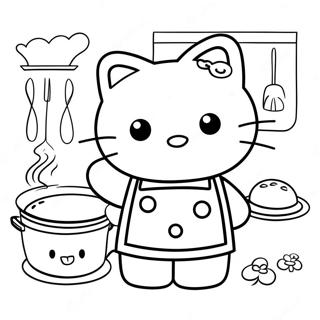 Hello Kitty Cooking In The Kitchen Coloring Page 47433-37868