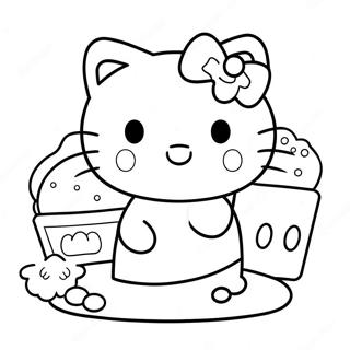 Hello Kitty Baking Delicious Cookies Coloring Page 47434-37870