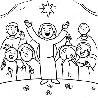 Joyful Worship Scene Coloring Page 47464-37893