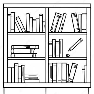 Colorful Library Bookshelf Coloring Page 4747-3906