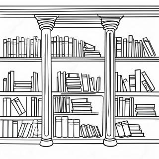 Colorful Library Bookshelf Coloring Page 4747-3907