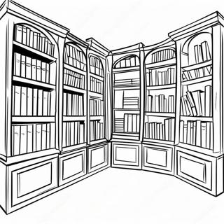 Colorful Library Bookshelf Coloring Page 4747-3908