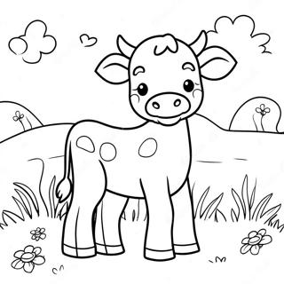 Cute Calf In A Meadow Coloring Page 47494-37921