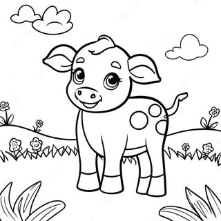 Cute Calf In A Meadow Coloring Page 47494-37922