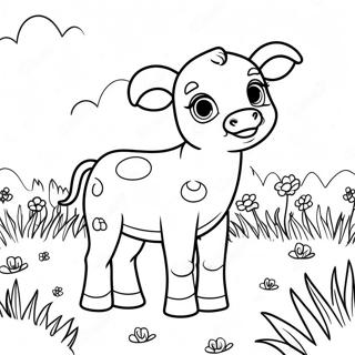 Cute Calf In A Meadow Coloring Page 47494-37923