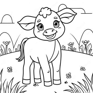 Cute Calf In A Meadow Coloring Page 47494-37924