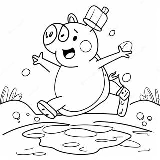 Peppa Pig Jumping In Muddy Puddles Coloring Page 47534-37951