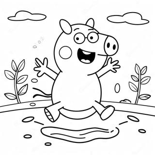 Peppa Pig Jumping In Muddy Puddles Coloring Page 47534-37952