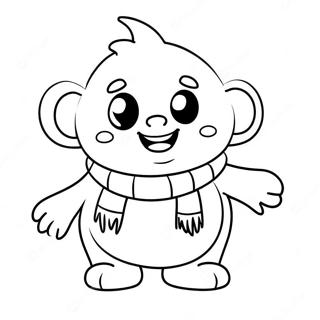 Cute Abominable Snowman With A Scarf Coloring Page 47594-37998