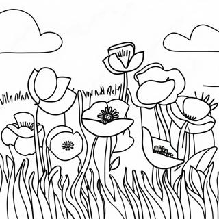 Beautiful Poppy Flower Field Coloring Page 47604-38005