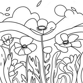 Beautiful Poppy Flower Field Coloring Page 47604-38006