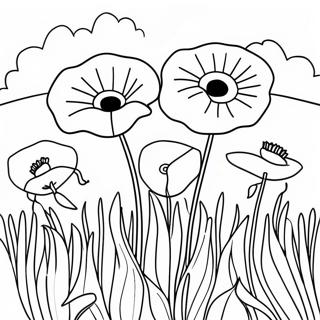 Beautiful Poppy Flower Field Coloring Page 47604-38007