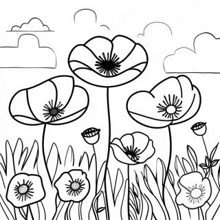 Beautiful Poppy Flower Field Coloring Page 47604-38008