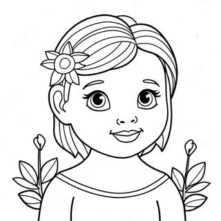 Cute Madison With A Flower Coloring Page 47654-38045