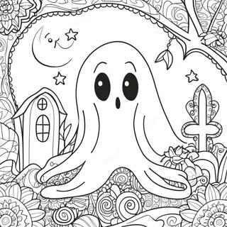 Spooky Halloween Zentangle Ghost Coloring Page 47664-38055