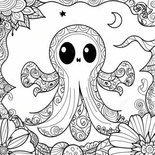 Spooky Halloween Zentangle Ghost Coloring Page 47664-38056