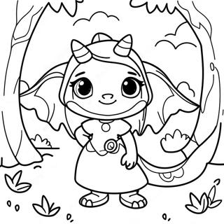 Brave Dragon Girl In A Magical Forest Coloring Page 47704-38086