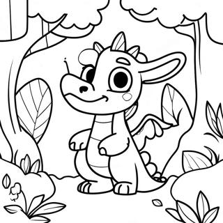 Brave Dragon Girl In A Magical Forest Coloring Page 47704-38087