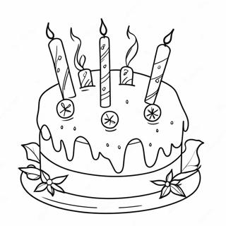 Festive Christmas Cake With Candles Coloring Page 47744-38122