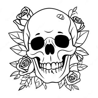 Skull And Roses Goth Tattoo Coloring Page 47774-38141