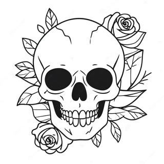 Skull And Roses Goth Tattoo Coloring Page 47774-38142