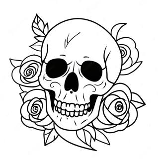 Skull And Roses Goth Tattoo Coloring Page 47774-38143