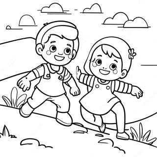 Jack And Jill Climbing The Hill Coloring Page 47923-38251