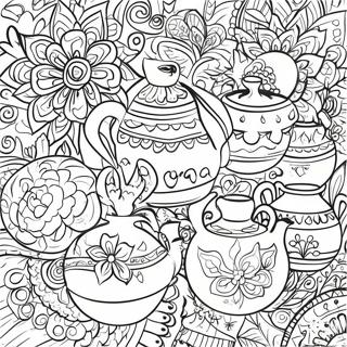 Vibrant Mexican Talavera Pottery Coloring Page 47934-38268